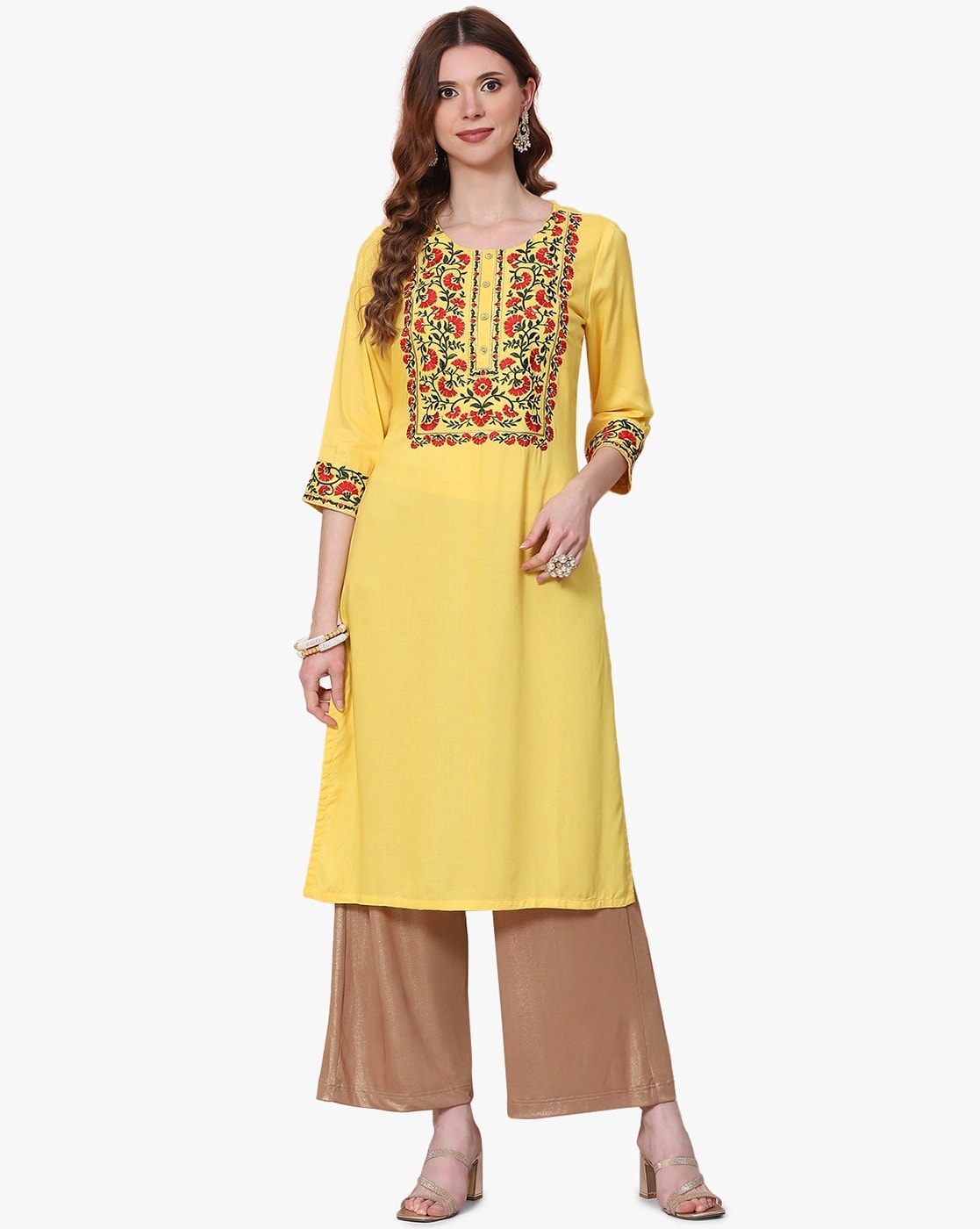 Buy online Yellow Viscose Straight Suit Set for women at best price at  Rangriticom  RSKASSORTED159