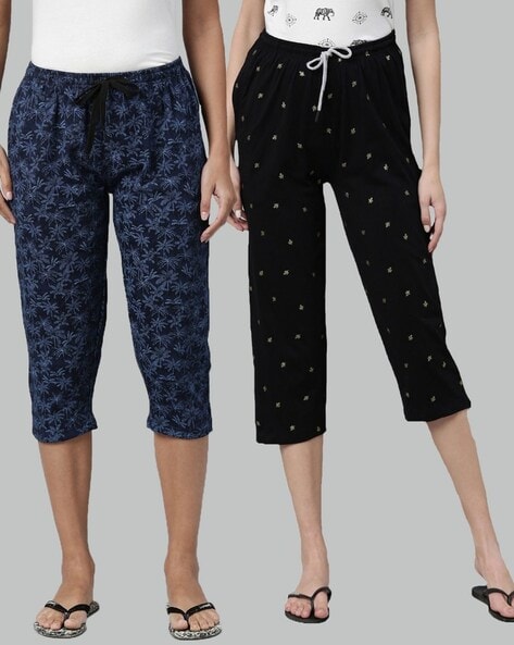 Buy Blue & Black Trousers & Pants for Women by Kryptic Online