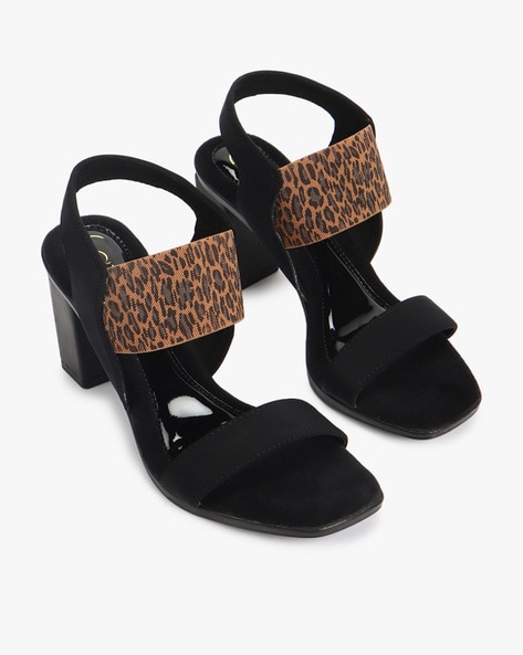 Leopard Print Chunky Heeled Ankle Strap Sandals | SHEIN IN