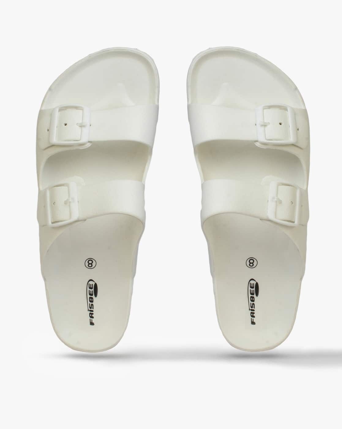 white Sponge Buckle Slippers サンダ Buy White Flip Flop & Slippers for Men by FRISBEE Online | Ajio.com