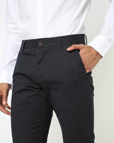 Buy Men Black Slim Fit Checked Formal Trousers online  Looksgudin