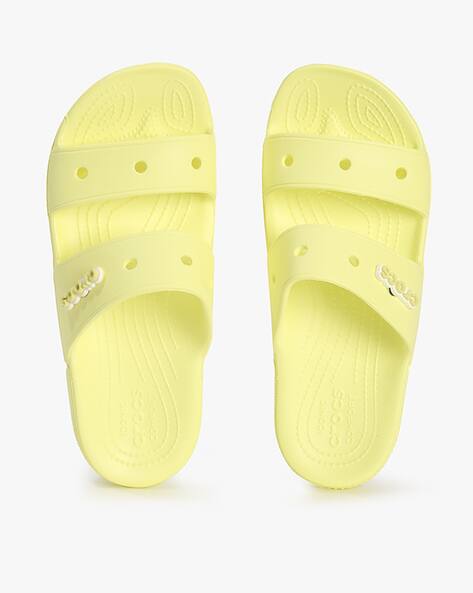 yellow croc flip flops