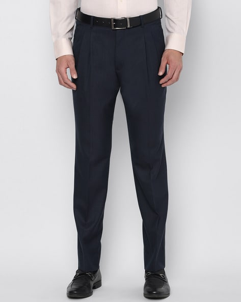 Regular Blue Cotton chinos pleated trousers