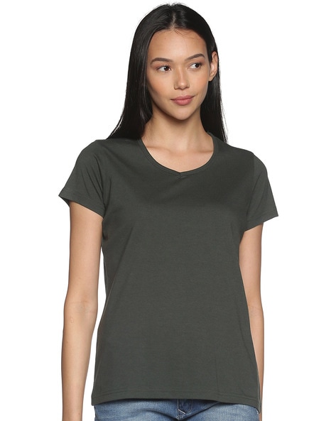 Buy Green & Grey Tshirts for Women by ECOLINE CLOTHING Online