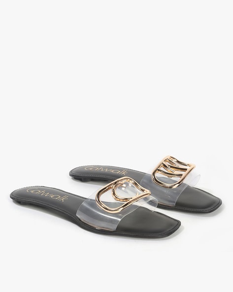 Transparent slide top sandals