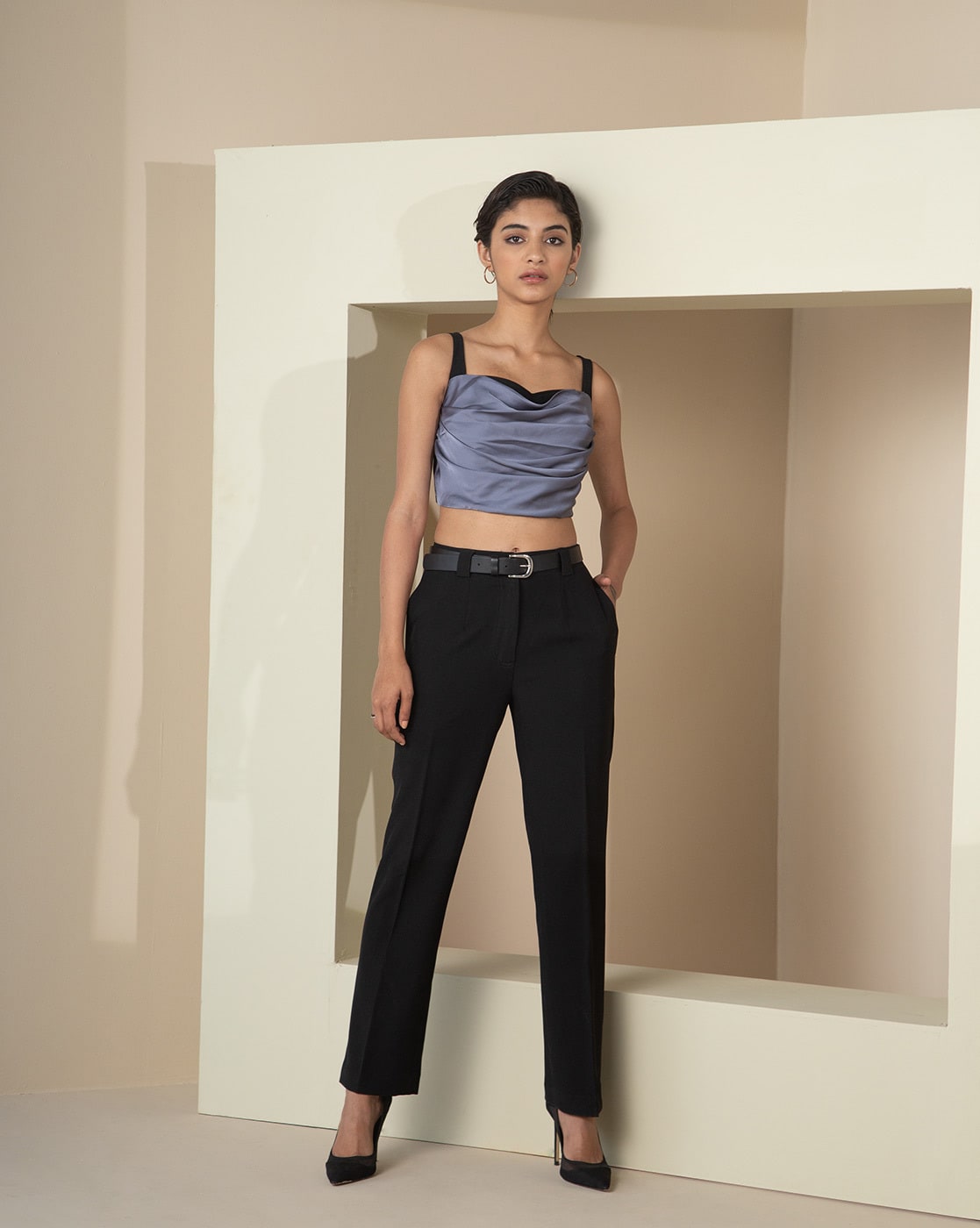 Flared Pants with Two Side Pockets