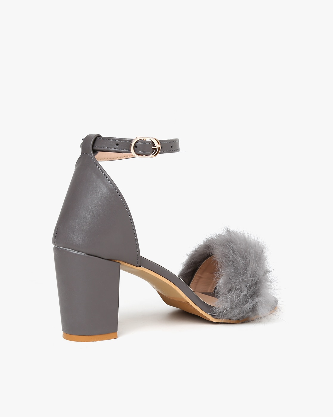 Grey hot sale fluffy heels