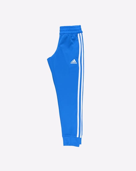 Adidas blue stripe discount joggers