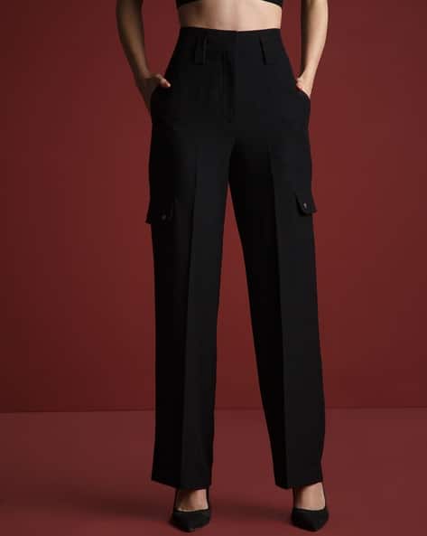 Buy The Dapper Lady Flared Pants with Two Side Pockets | Black Color Women  | AJIO LUXE
