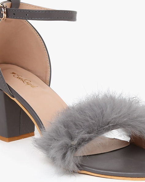 Grey fur hot sale heels