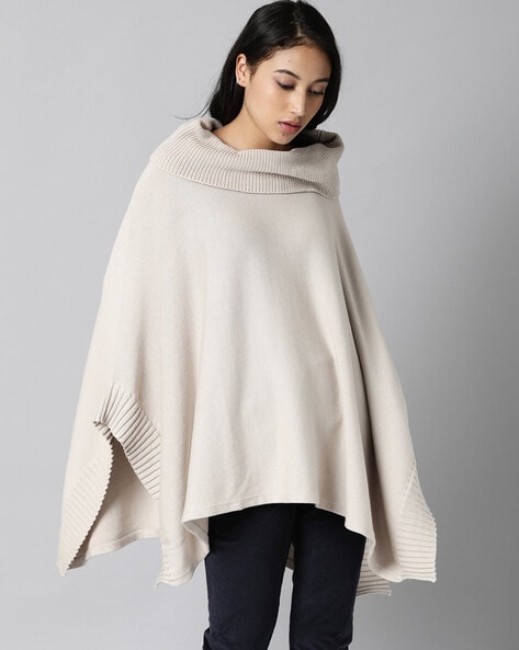 Knitted Cotton Poncho with Cape Sleeves Price in India