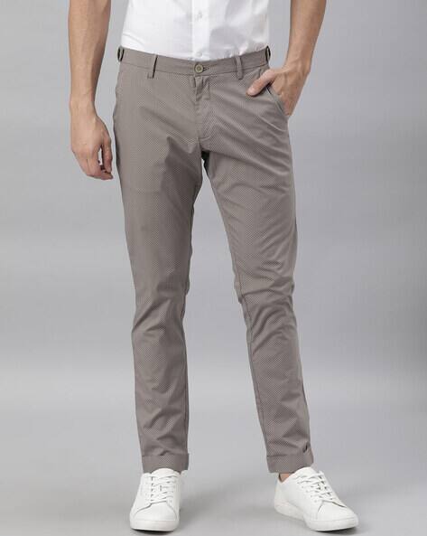 Rare Rabbit Micro Print Slim Fit Flat-Front Trousers