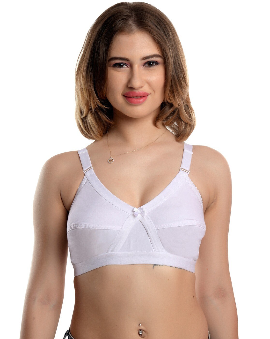 Buy She's Secret Cotton Bra for Women's Non-Padded Non-Wired Full Coverage Size  B Cup Bra (White)(30) TT-YE-013 at
