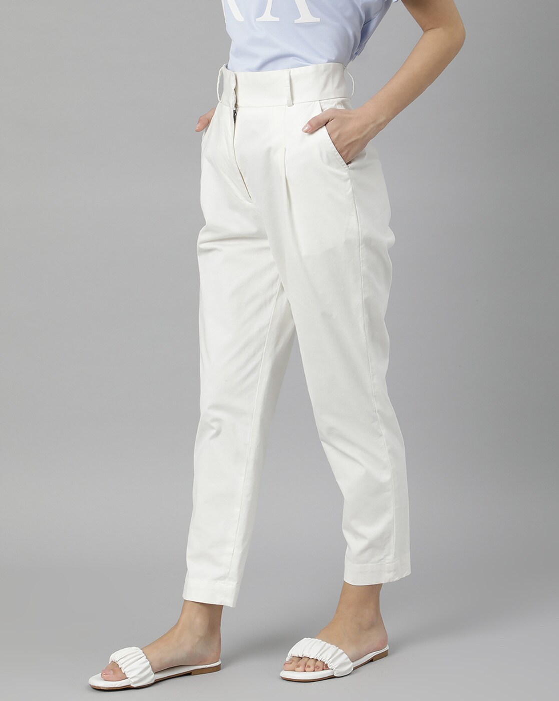 Buy online White Cotton Straight Tapered Pant from Skirts, tapered pants &  Palazzos for Women by Aurelia for ₹999 at 0% off | 2024 Limeroad.com