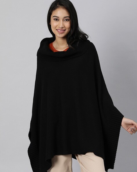 Poncho with Ribbed Hem Price in India