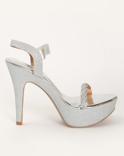 Silver Glitter Platform Block Heel Court Shoes | New Look