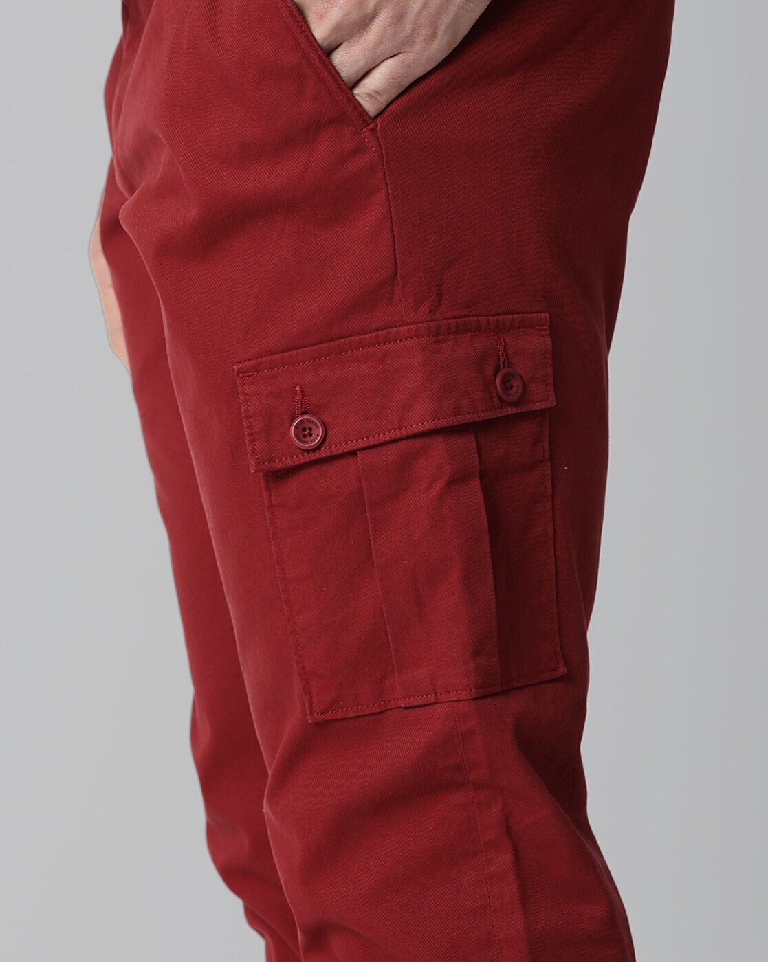 Mens Red And White Casual Cargo Pants  cargopantsco