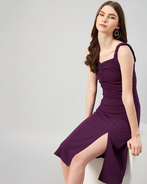 purple slit dress