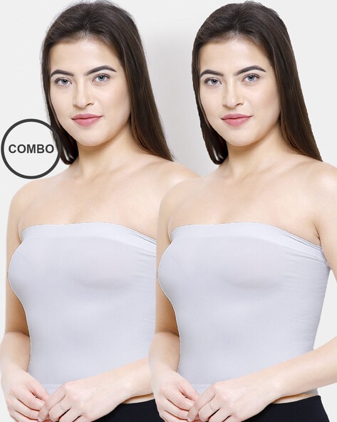 GLAMORAS® Women's/Girl's Strapless Stretchable Long Bandeau Tube Top  Camisole (Free Size) Pack of 3,Black/Beige/White : : Fashion