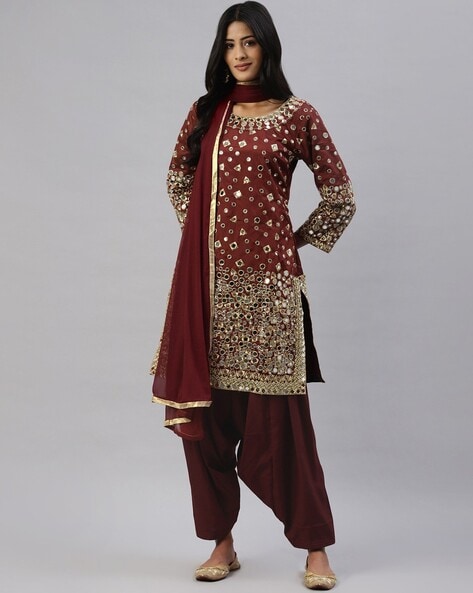 Embellished Unstitched Dress Material Price in India