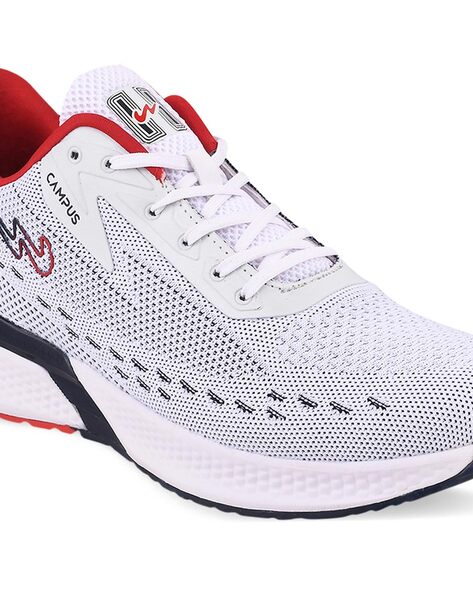 White mesh running on sale shoes