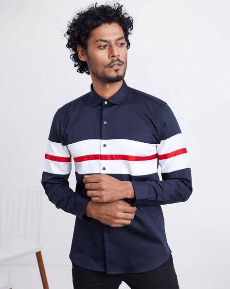 Buy Navy \u0026 white Shirts for Men by 