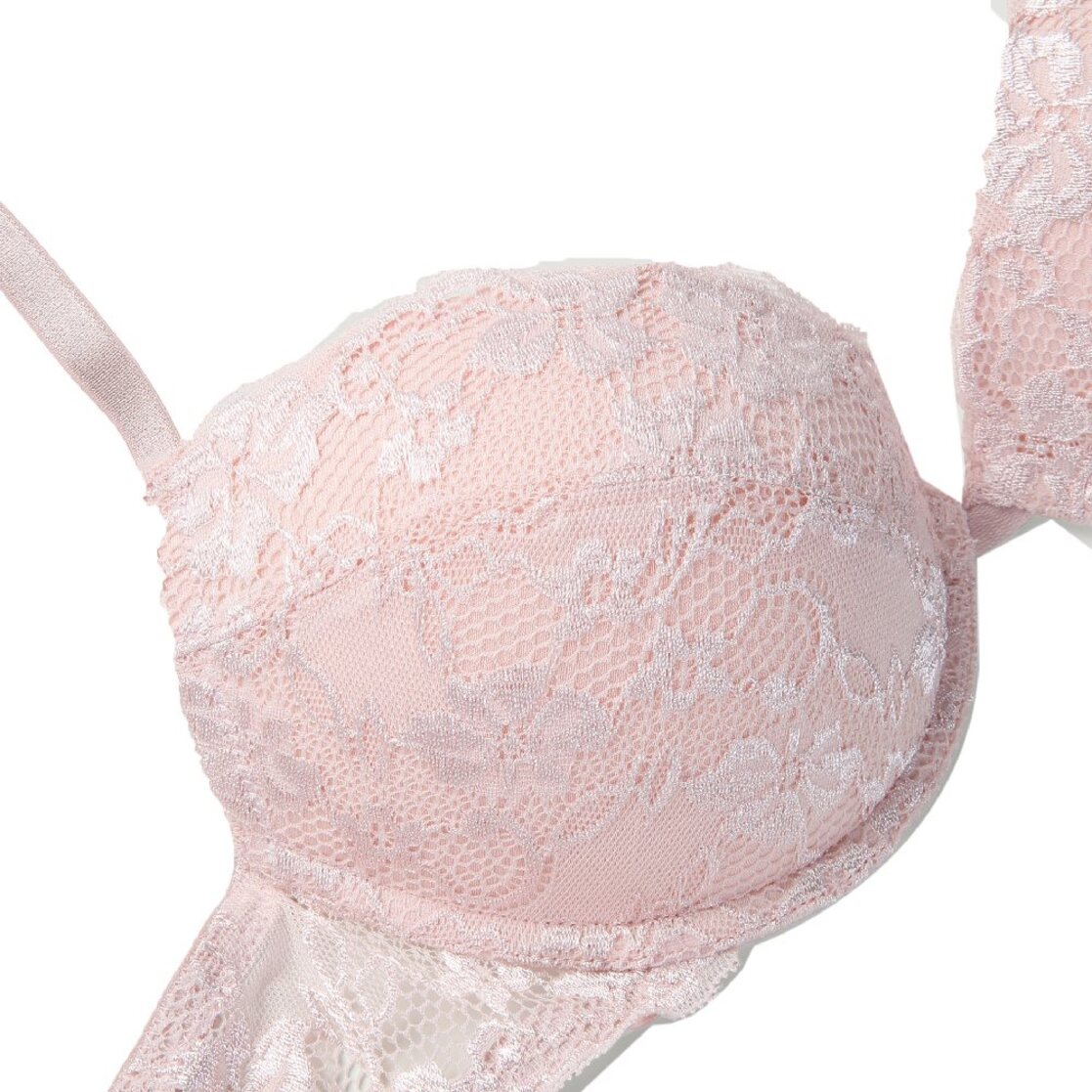 Yesbay Women Lace Adjustable Bra Deep V Push Up Shaping Padded Brassiere  for Daily Wear,Light Pink