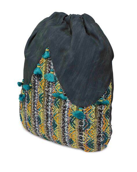 THE PURPLE SACK Embellished Backpack with Tassels