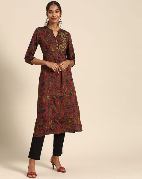 Leaf Print Straight Kurta