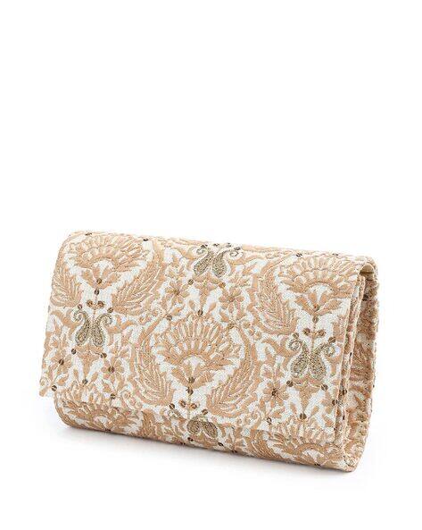 THE PURPLE SACK Embellished Clutch with Chain Strap