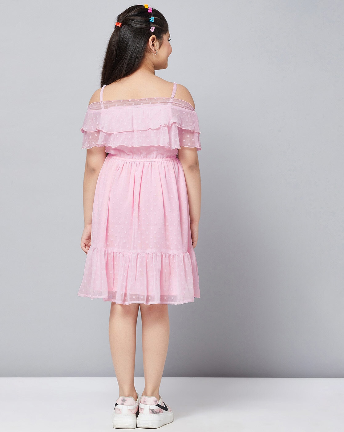 Buy online Girls Off Shoulder Short Sleeves Frock from girls for Women by  Li'l Tomatoes for ₹829 at 64% off | 2024 Limeroad.com