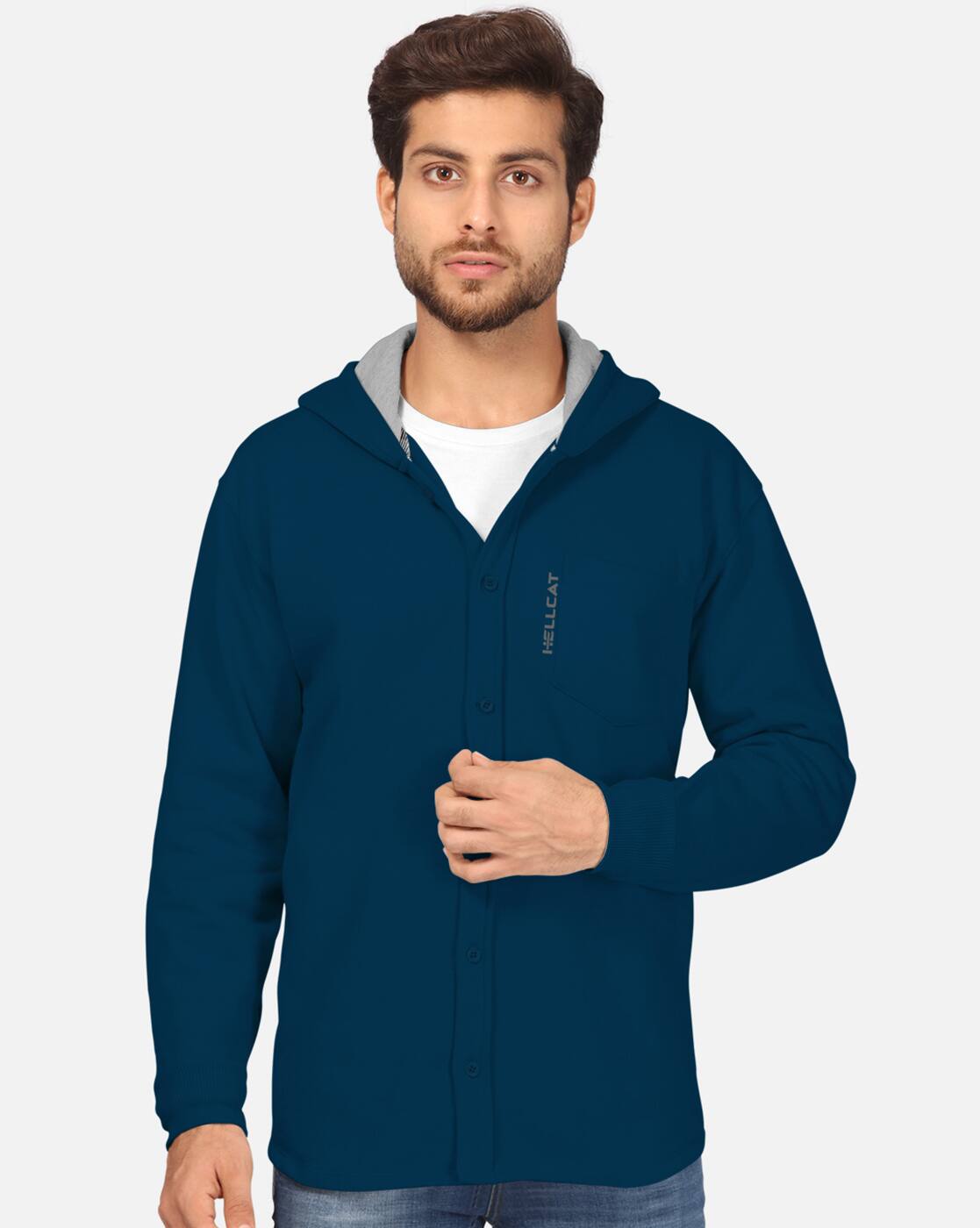 button front sweatshirt jackets