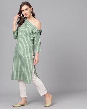 One side 2025 off shoulder kurti