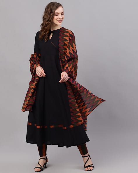 Chevrons Print Anarkali Kurta Set