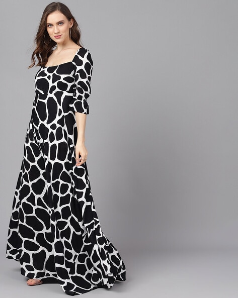 animal print dress black and white