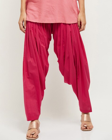 Pleated Patiala Pants with Drawstring Waist Price in India