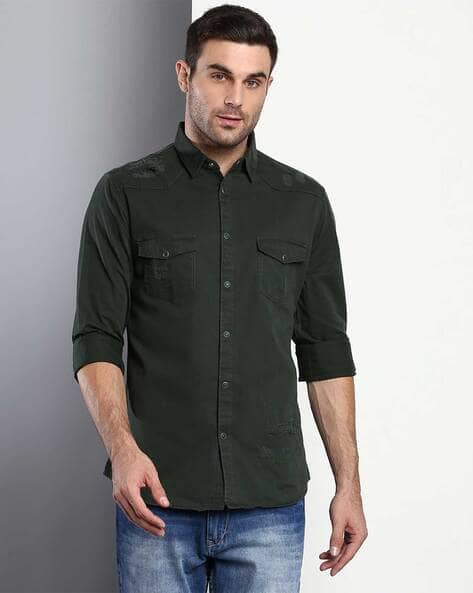 Buy Olive Green Shirts for Men by iVOC 