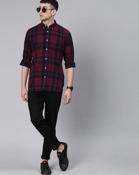 Buy Maroon Shirts for Men by THE BEAR 