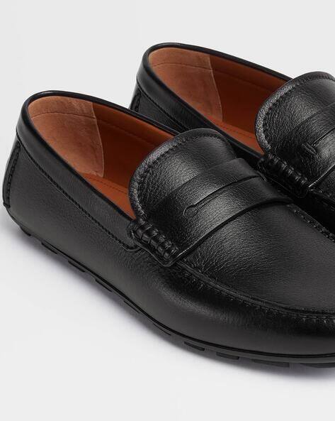 Zegna Genuine Leather Slip-On Loafers 