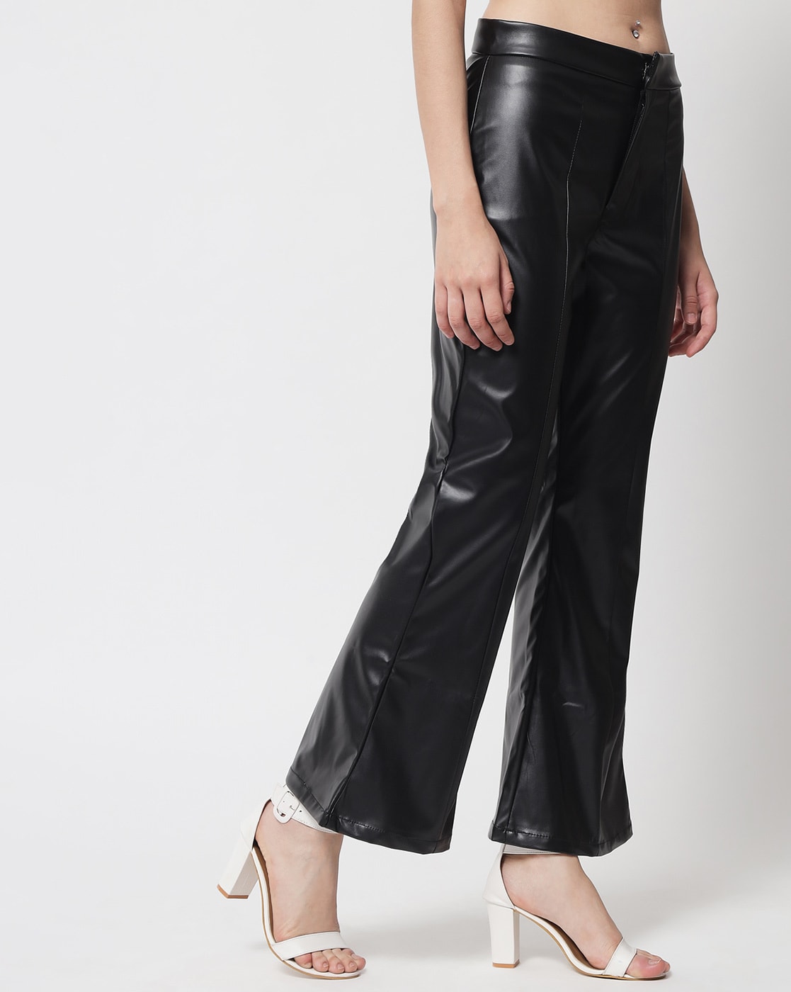 Buy Karl Lagerfeld Women Black Patent FauxLeather Trousers Online  752053   The Collective