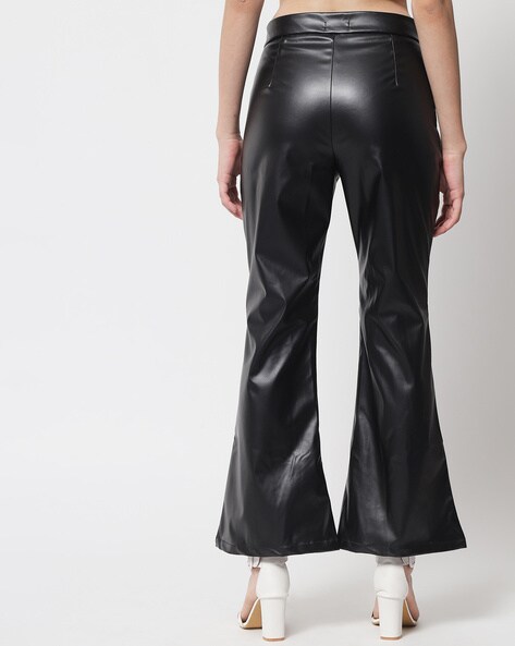 Mid-Rise Flared Leather Trousers