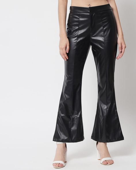 River Island Flared Trousers Purple Faux Leather | Lyst UK