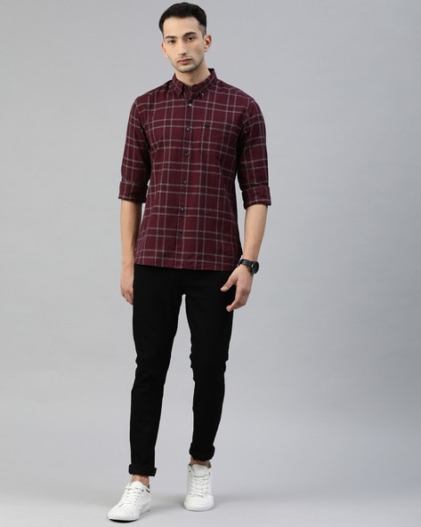 Buy Maroon Shirts for Men by THE BEAR HOUSE Online 