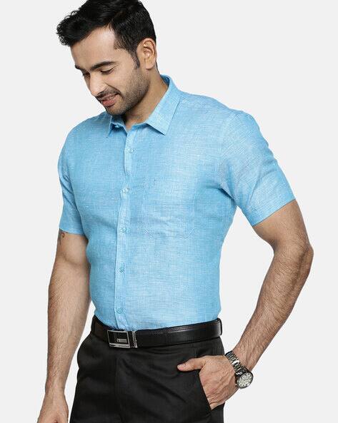 Blue Shirts for Men by Ramraj Cotton 
