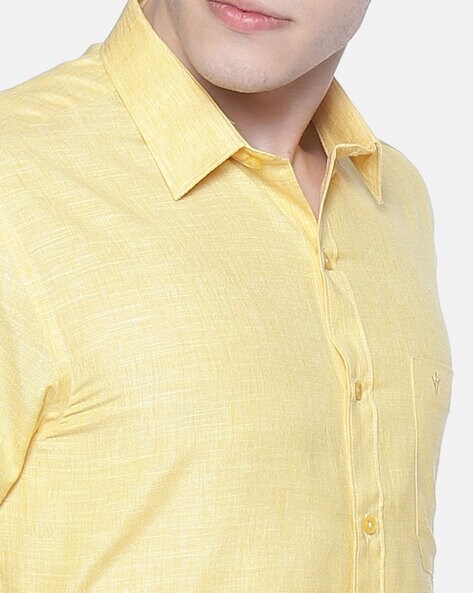 Ramraj Cotton Men Solid Casual Yellow Shirt - Buy Ramraj Cotton Men Solid  Casual Yellow Shirt Online at Best Prices in India