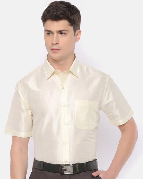 Cream Shirts for Men by Ramraj Cotton 