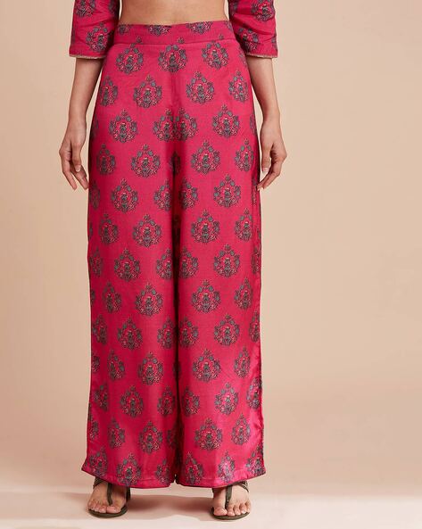 Floral Print Palazzos with Elasticated Waistband Price in India