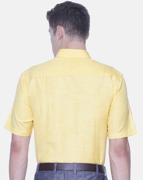 Ramraj Cotton Men Solid Casual Yellow Shirt - Buy Ramraj Cotton Men Solid  Casual Yellow Shirt Online at Best Prices in India