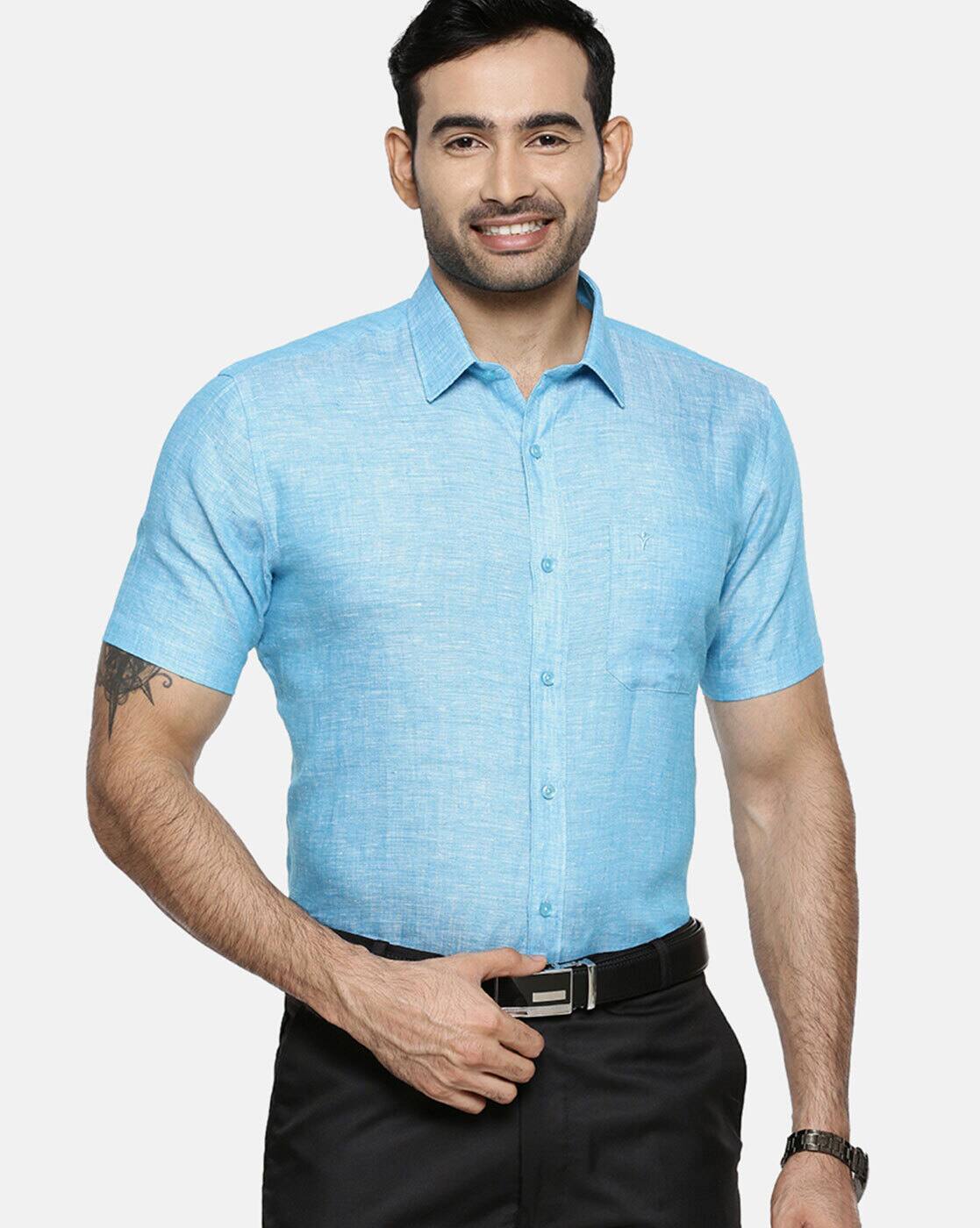 Blue Shirts for Men by Ramraj Cotton 
