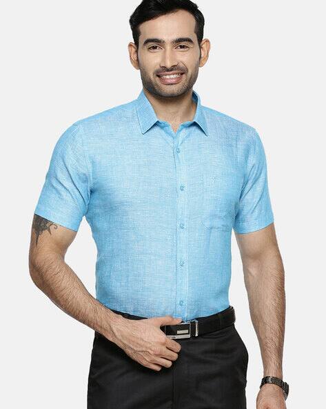 Blue Shirts for Men by Ramraj Cotton 
